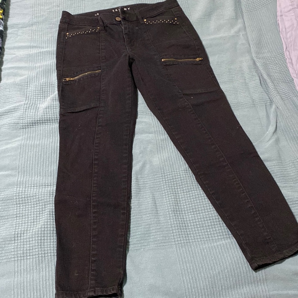 Black denim with gold detail